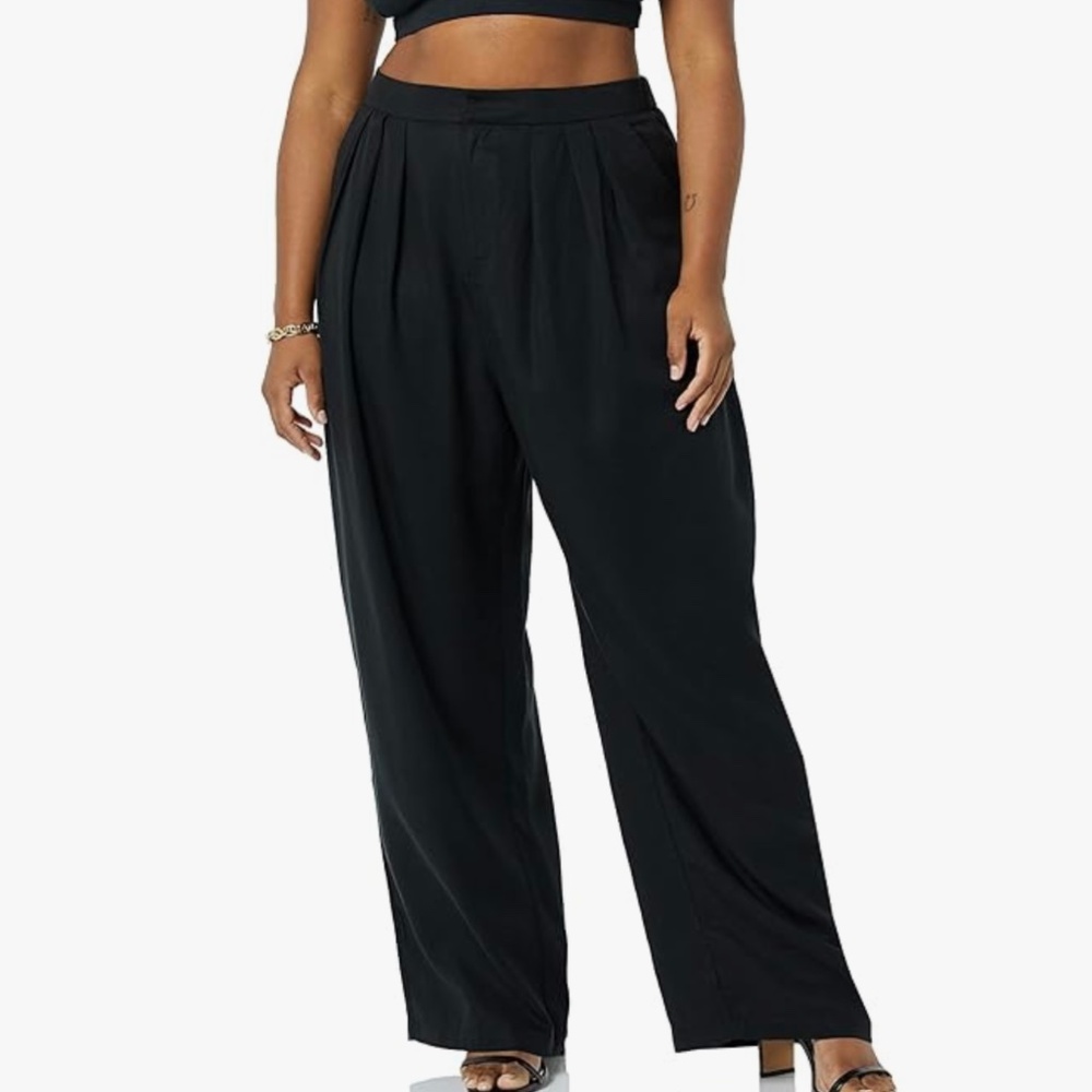TEREA ANDREA PITTER BLACK XXL LEXIE PLEATED FRONT PANTS LOOSE FIT NWT